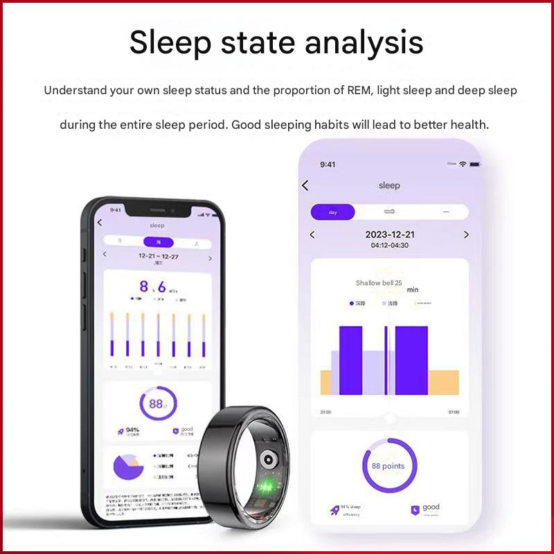 Advanced Smart Health Ring - 24/7 Heart Rate, SpO2, Sleep & Activity Tracker with Magnetic Charging Silver