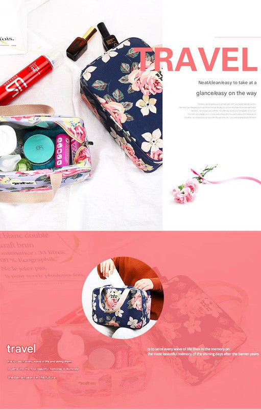 Versatile Portable Handled Bag - Durable Waterproof Fabric, Ideal for Toiletries, Lunch & Travel Rose
