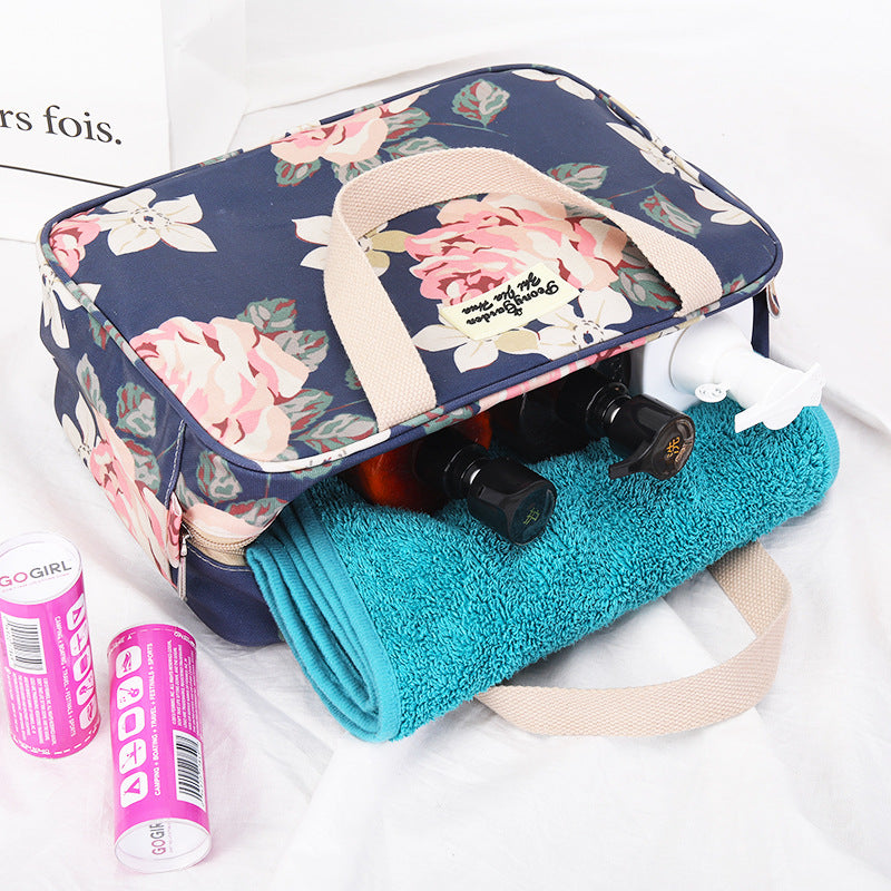 Versatile Portable Handled Bag - Durable Waterproof Fabric, Ideal for Toiletries, Lunch & Travel Blue elephant