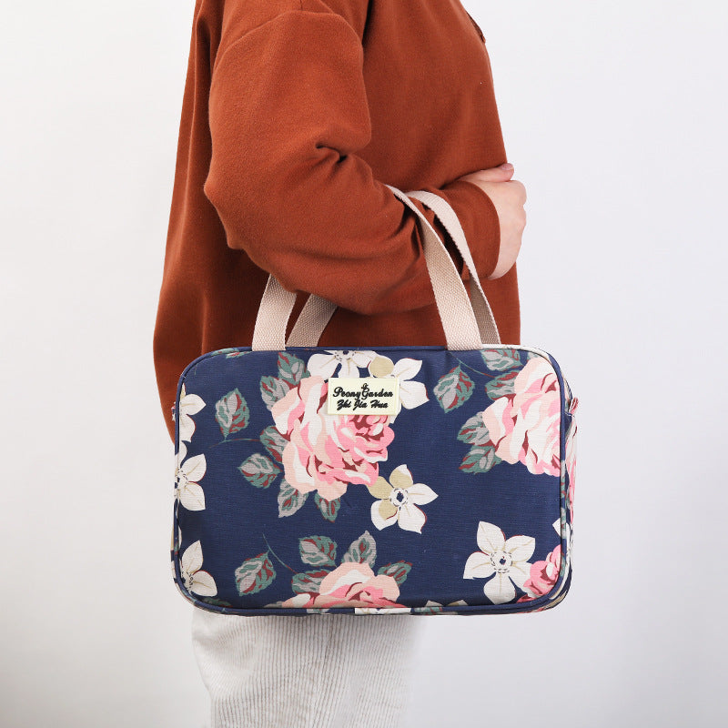 Versatile Portable Handled Bag - Durable Waterproof Fabric, Ideal for Toiletries, Lunch & Travel Blue elephant