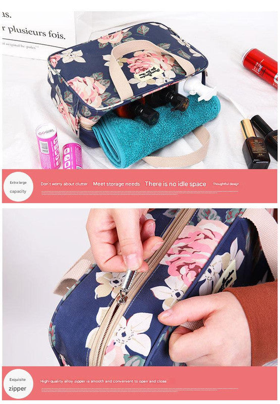 Versatile Portable Handled Bag - Durable Waterproof Fabric, Ideal for Toiletries, Lunch & Travel Blue elephant