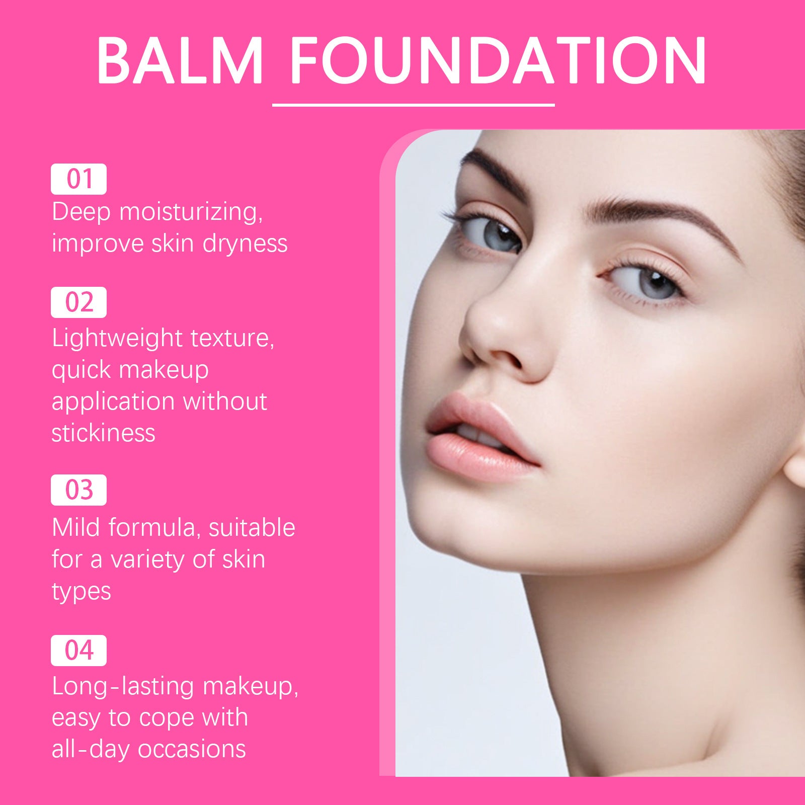 Moisturizing Balm Foundation - Lightweight Texture, Long-Lasting Natural Coverage Natural color