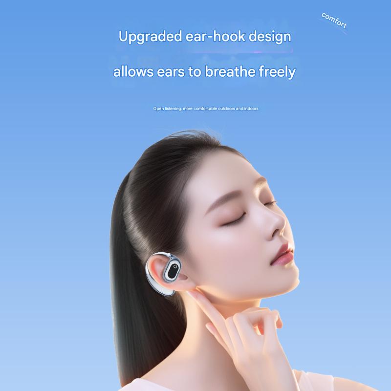 AI Smart Translation Earbuds - Open-Ear TWS Bluetooth Headphones with 144 Language Support & LED Display Case black