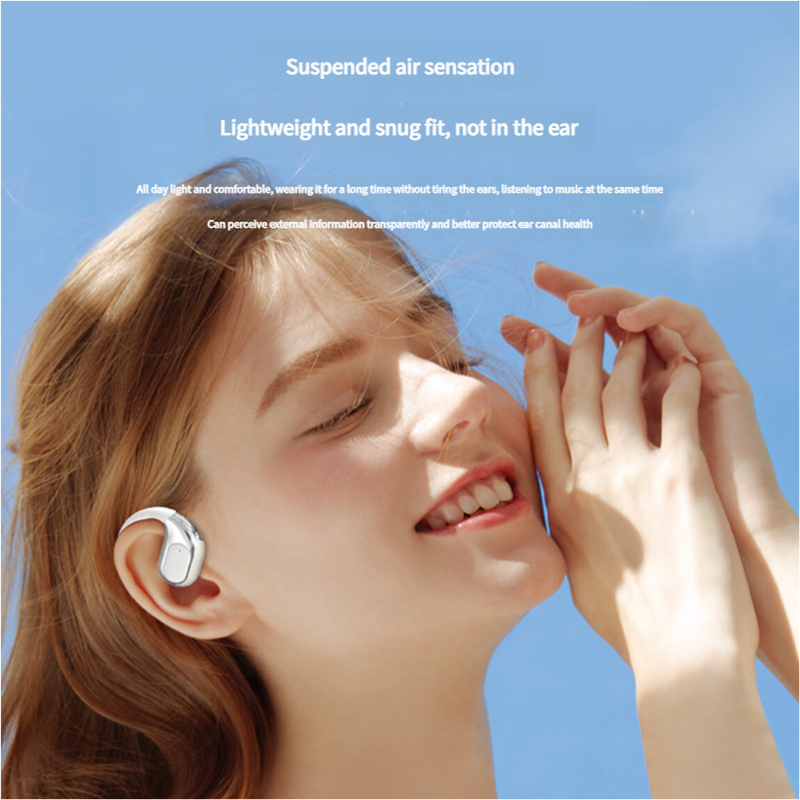 Open-Ear Conduction TWS Earbuds - Bluetooth 5.5, HIFI Sound, LED Display pink