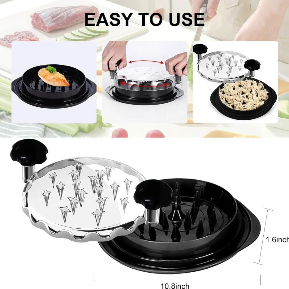 Upgraded Meat Shredder Tool - Rotating Chicken & Pork Puller with Anti-Slip Base & Ergonomic Grips red