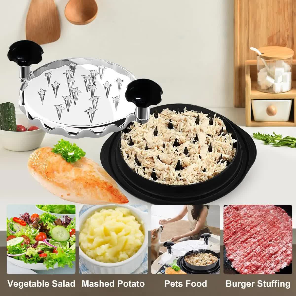 Upgraded Meat Shredder Tool - Rotating Chicken & Pork Puller with Anti-Slip Base & Ergonomic Grips red