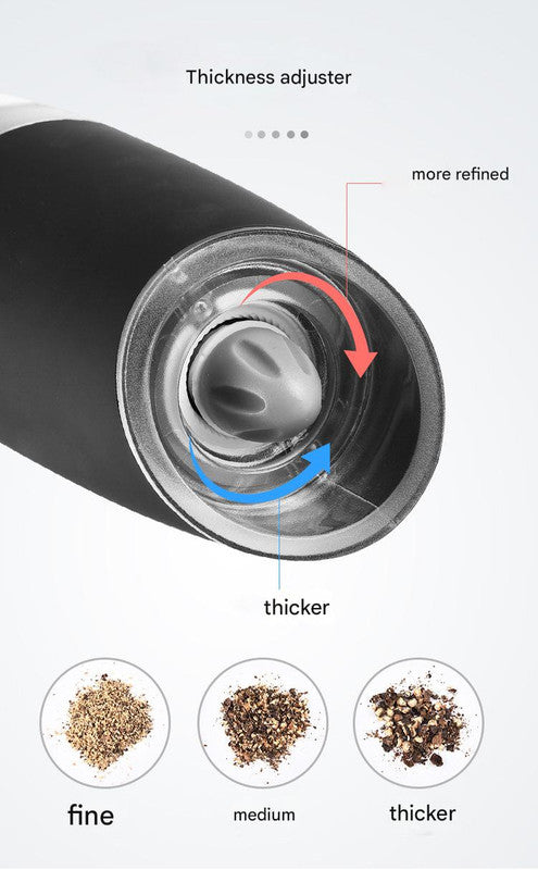 Gravity Electric Salt & Pepper Grinder Set - Adjustable Coarseness, LED Light, Battery Operated silver