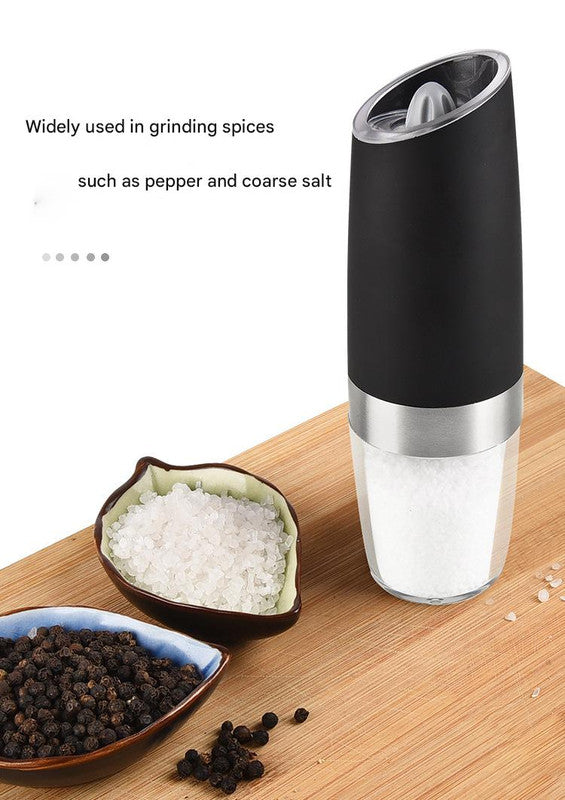 Gravity Electric Salt & Pepper Grinder Set - Adjustable Coarseness, LED Light, Battery Operated silver