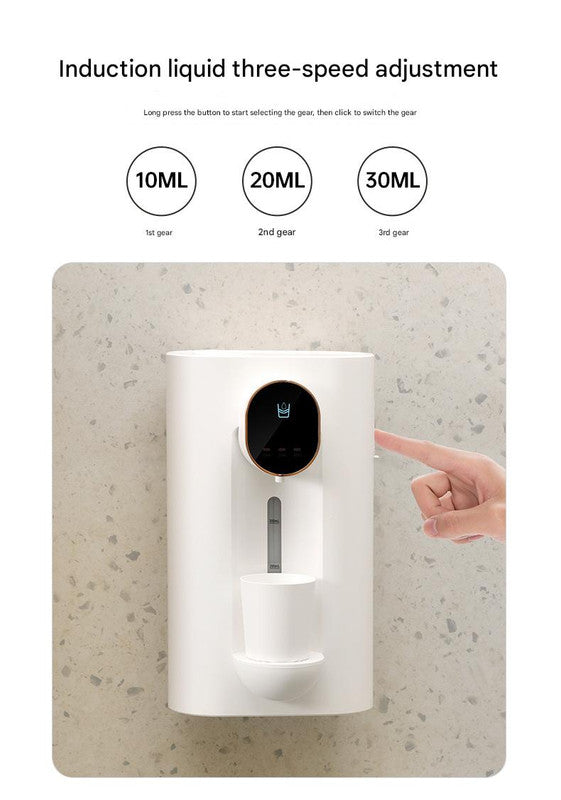 Smart Automatic Mouthwash Dispenser - Wall-Mounted, 3 Adjustable Levels, LED Display & Magnetic Cups Black