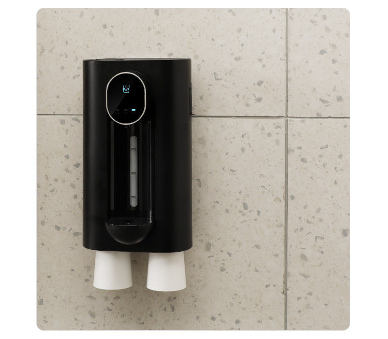 Smart Automatic Mouthwash Dispenser - Wall-Mounted, 3 Adjustable Levels, LED Display & Magnetic Cups Black