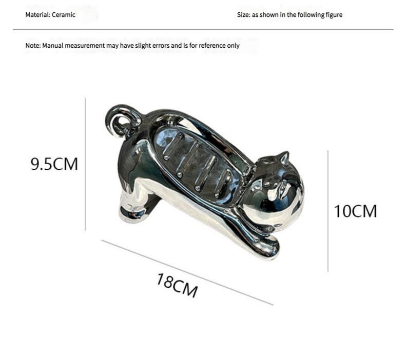 Charming Cat-Shaped Ceramic Soap Dish - Creative & Versatile Home Decor Accent Black