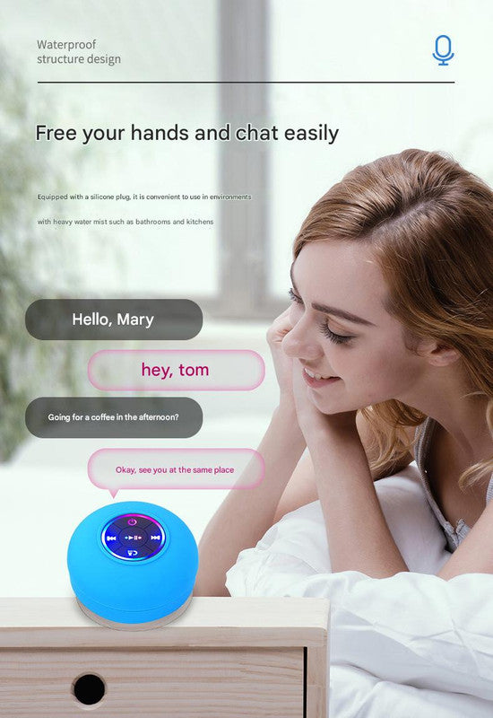 IPX4 Waterproof Bluetooth Shower Speaker with Suction Cup & LED Lights - Hands-Free Calling green