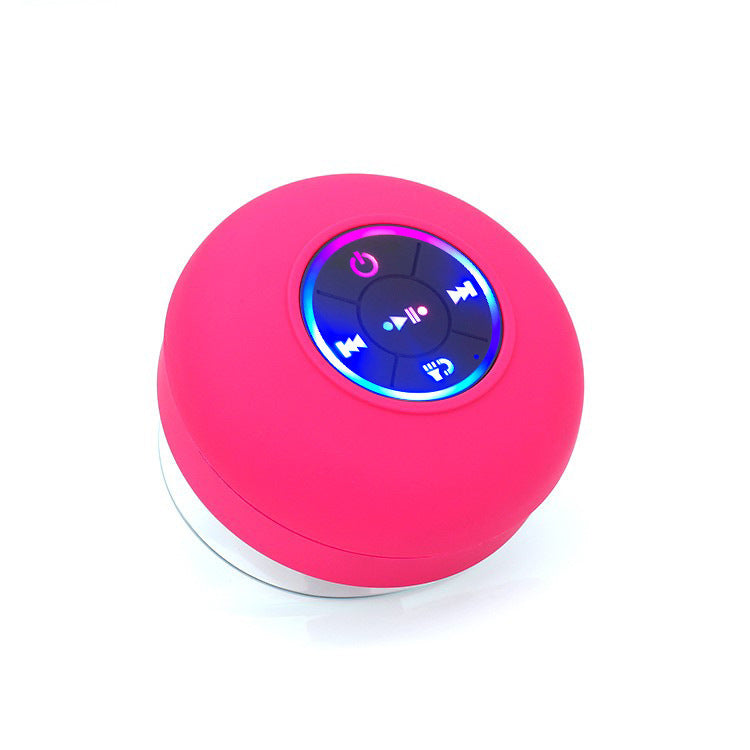 IPX4 Waterproof Bluetooth Shower Speaker with Suction Cup & LED Lights - Hands-Free Calling red
