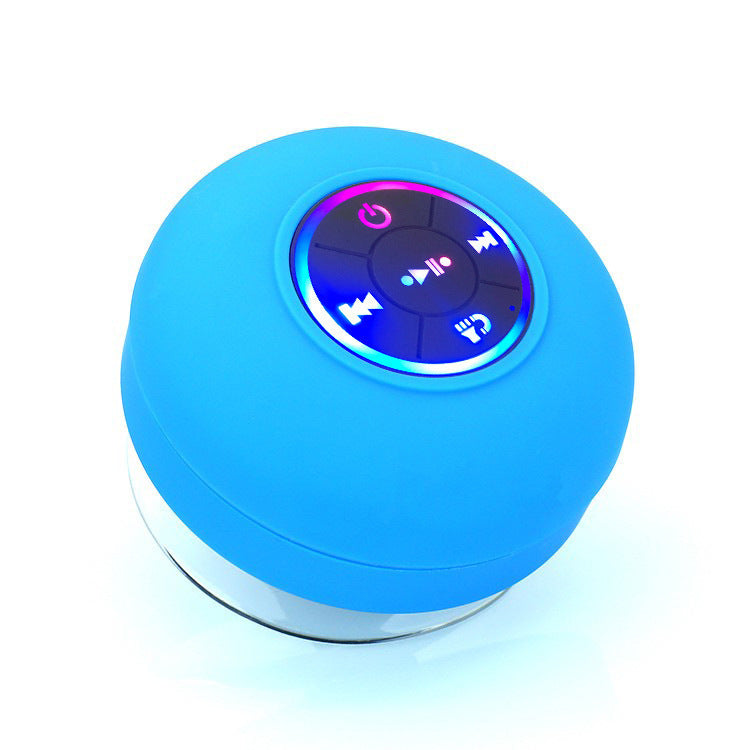 IPX4 Waterproof Bluetooth Shower Speaker with Suction Cup & LED Lights - Hands-Free Calling blue