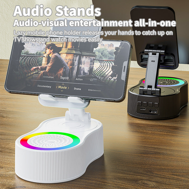 Foldable Bluetooth Speaker with 360 Rotating Phone/Tablet Stand & RGB Lights - HIFI Surround Sound black