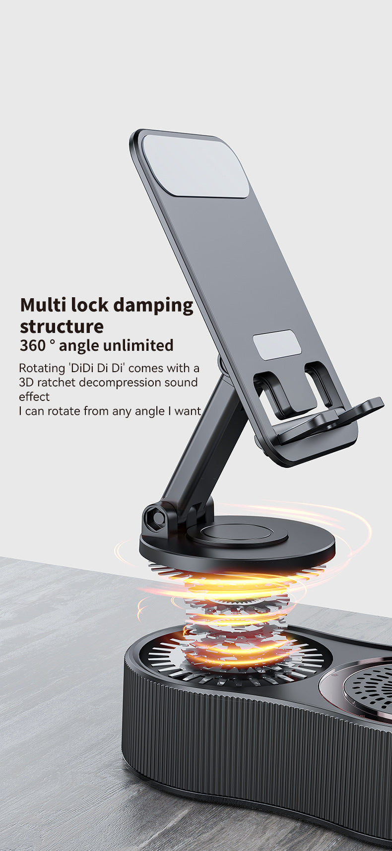 Foldable Bluetooth Speaker with 360 Rotating Phone/Tablet Stand & RGB Lights - HIFI Surround Sound black