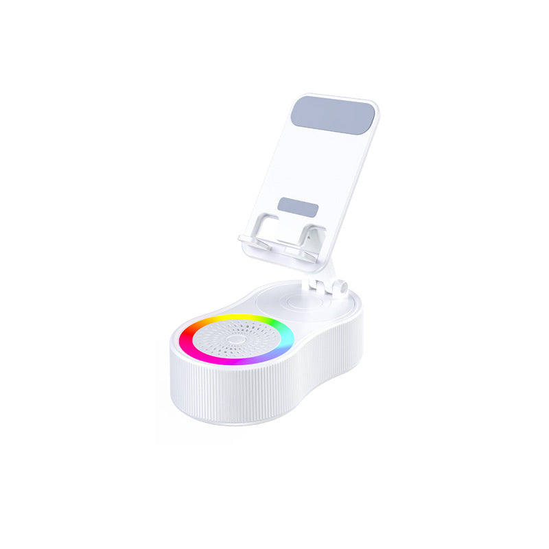 Foldable Bluetooth Speaker with 360 Rotating Phone/Tablet Stand & RGB Lights - HIFI Surround Sound White