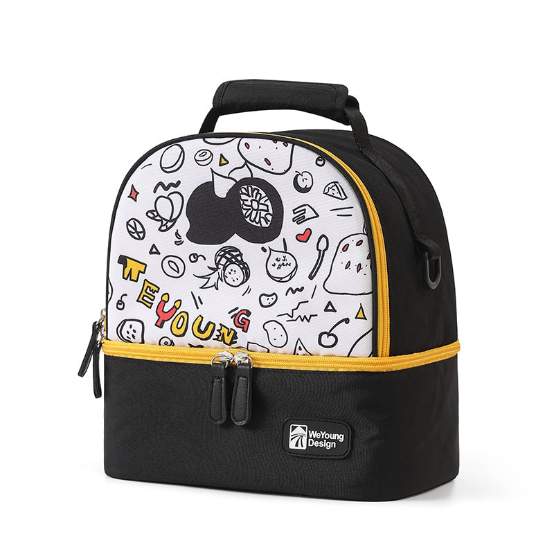 Versatile Insulated Breast Milk Cooler & Lunch Backpack - Waterproof, Multi-Carry Options Black print