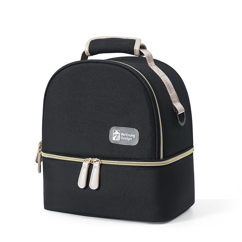Versatile Insulated Breast Milk Cooler & Lunch Backpack - Waterproof, Multi-Carry Options Pure black