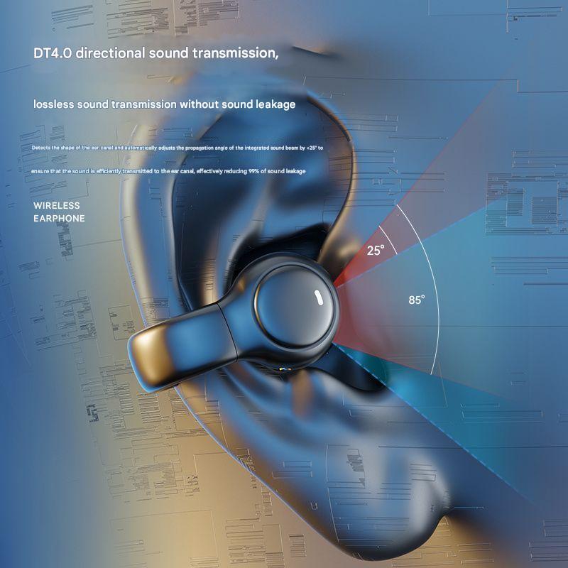 Open-Ear Conduction TWS Earbuds - Bluetooth 5.4, 9D Surround Sound, LED Display, Long Battery Life black