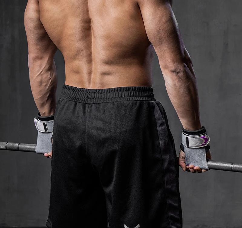 Heavy Duty Weightlifting Grips - Anti-Slip Cowhide Palm Protectors with Neoprene Wrist Support & Adjustable Straps green