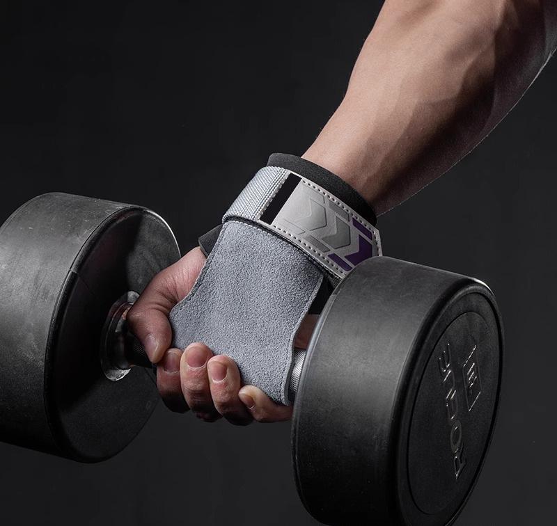 Heavy Duty Weightlifting Grips - Anti-Slip Cowhide Palm Protectors with Neoprene Wrist Support & Adjustable Straps green