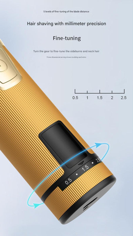 Professional 2-in-1 Cordless Hair Clipper & Trimmer Kit with LED Display & 5-Speed Fine Tuning Gold