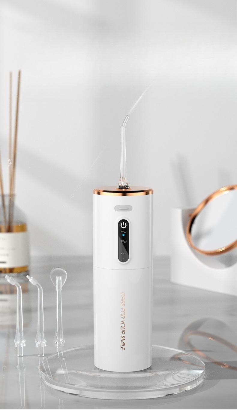 Portable Electric Water Flosser - USB-C Rechargeable, Multiple Modes, Gingival Protection White