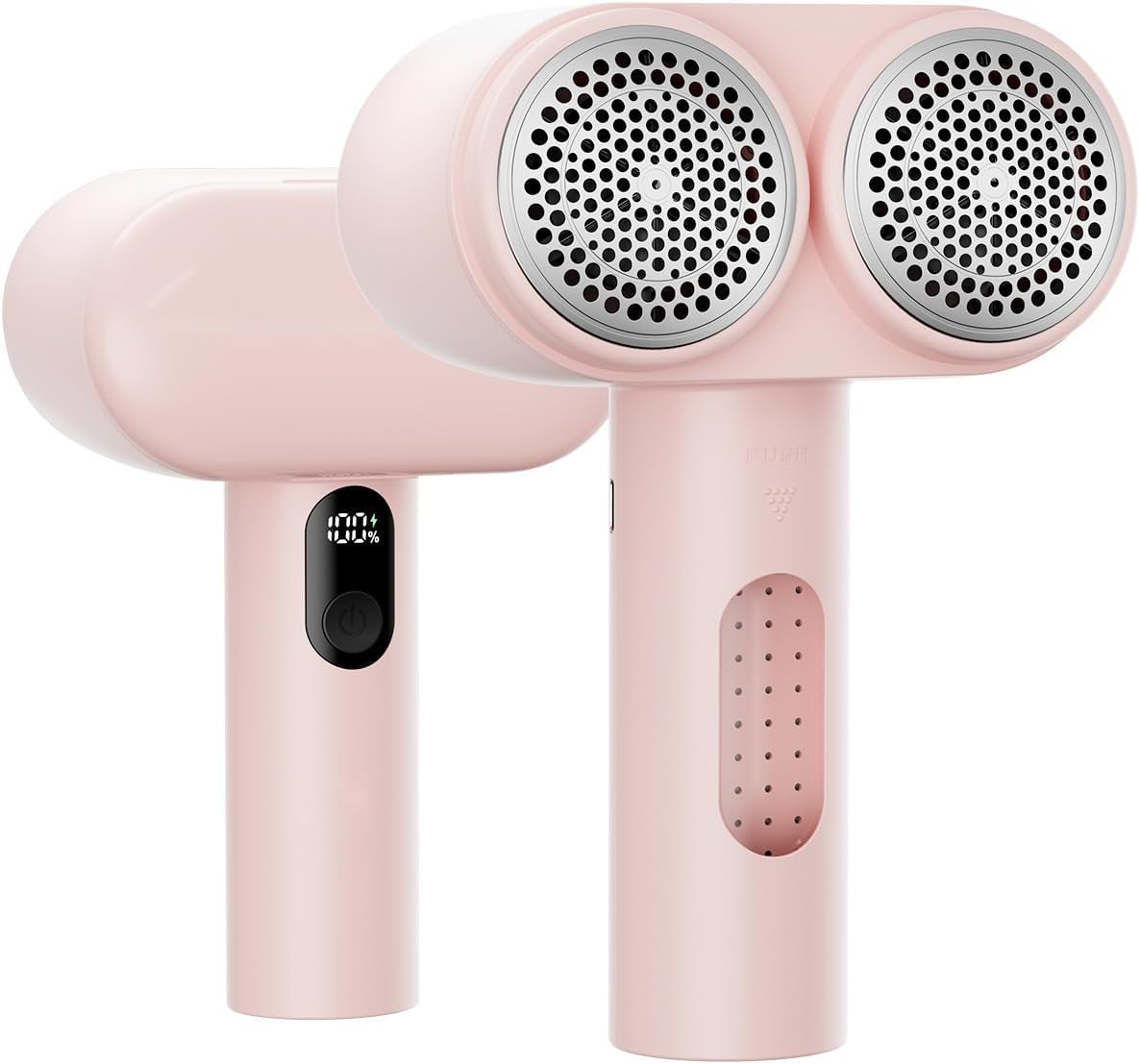 Dual-Head Electric Lint Remover - USB-C Rechargeable, LED Display, 4-Size Honeycomb Mesh Pink