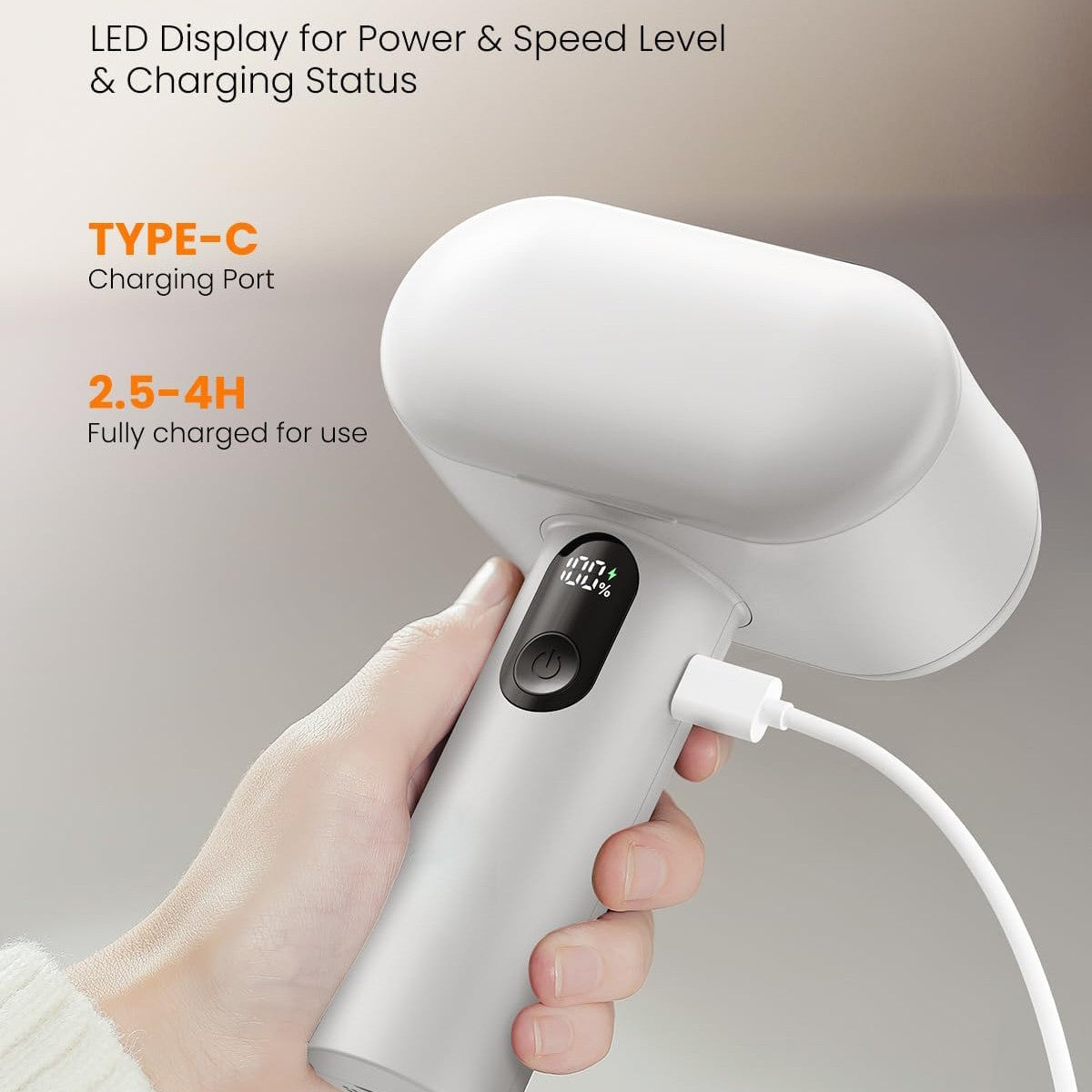 Dual-Head Electric Lint Remover - USB-C Rechargeable, LED Display, 6-Size Honeycomb Mesh Purple