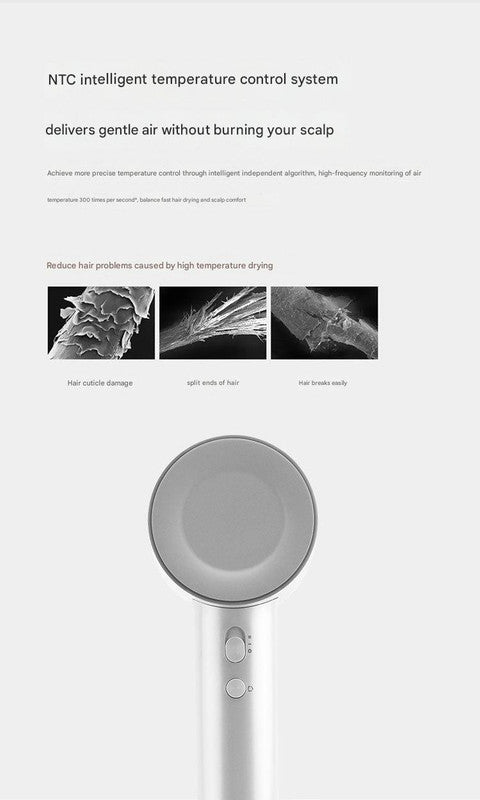High-Speed Ionic Hair Dryer - 110,000 RPM Motor, 70m/s Airflow, Low Noise Blue