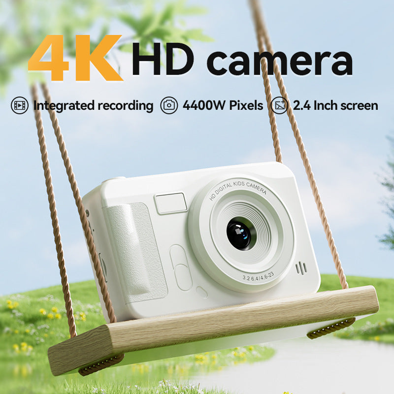 Student HD Digital Camera - 44MP, 8x Zoom, Autofocus, Dual Lens, Type-C Charging white