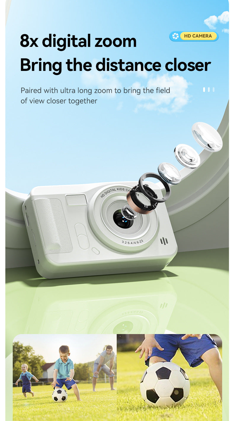 Student HD Digital Camera - 44MP, 8x Zoom, Autofocus, Dual Lens, Type-C Charging white