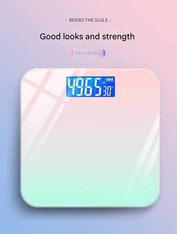 Smart USB Rechargeable Digital Bathroom Scale - Measures Body Weight & Temperature Gradient pink