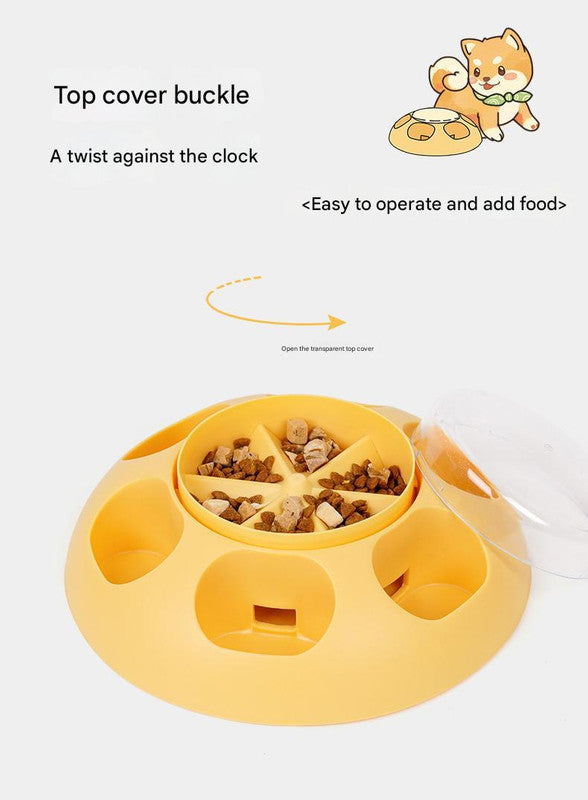 Interactive Pet Slow Feeder & Puzzle Toy - Press to Dispense Food, Improves Digestion yellow