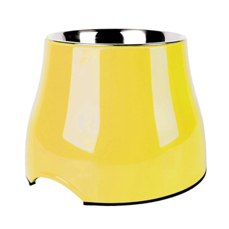 Elevated Pet Feeding Bowl with Stainless Steel Inner - Promotes Healthy Digestion & Reduces Neck Strain Yellow
