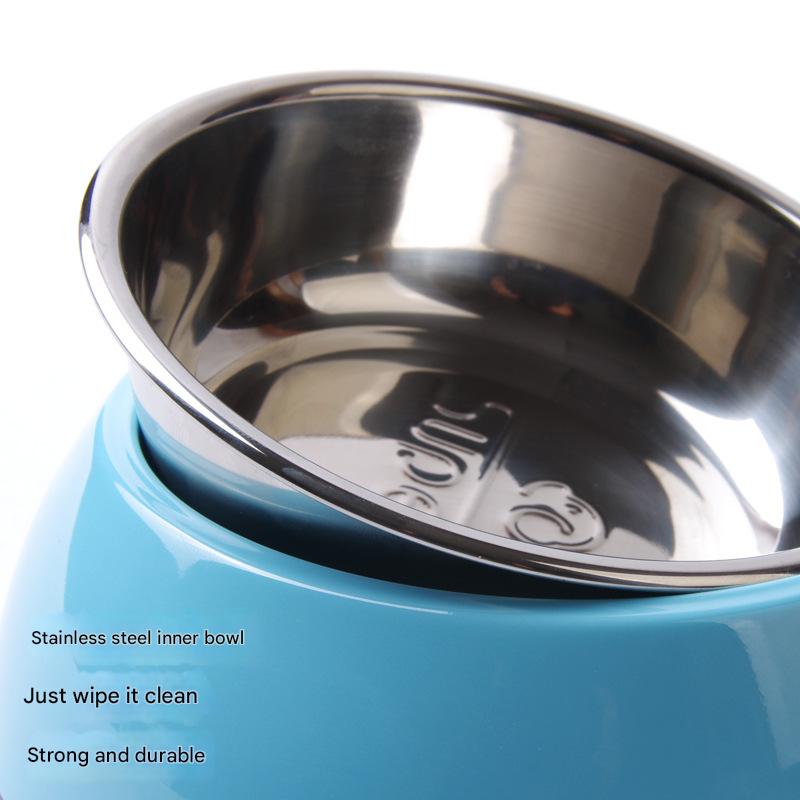 Elevated Pet Feeding Bowl with Stainless Steel Inner - Promotes Healthy Digestion & Reduces Neck Strain Orange