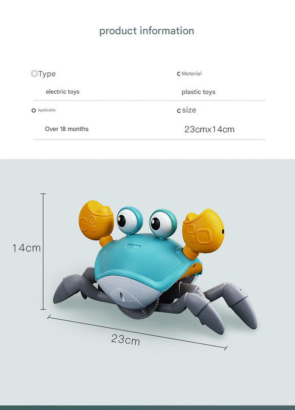Interactive Crawling Crab Baby Toy with Music, Lights & Obstacle Avoidance green