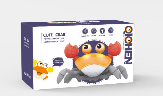 Interactive Crawling Crab Baby Toy with Music, Lights & Obstacle Avoidance Orange