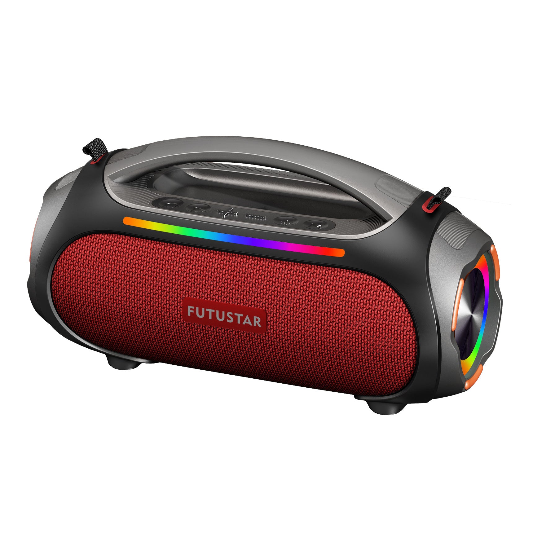 Portable Bluetooth 5.3 Speaker - 60W Powerful Sound, RGB Lights, Multiple Inputs Red