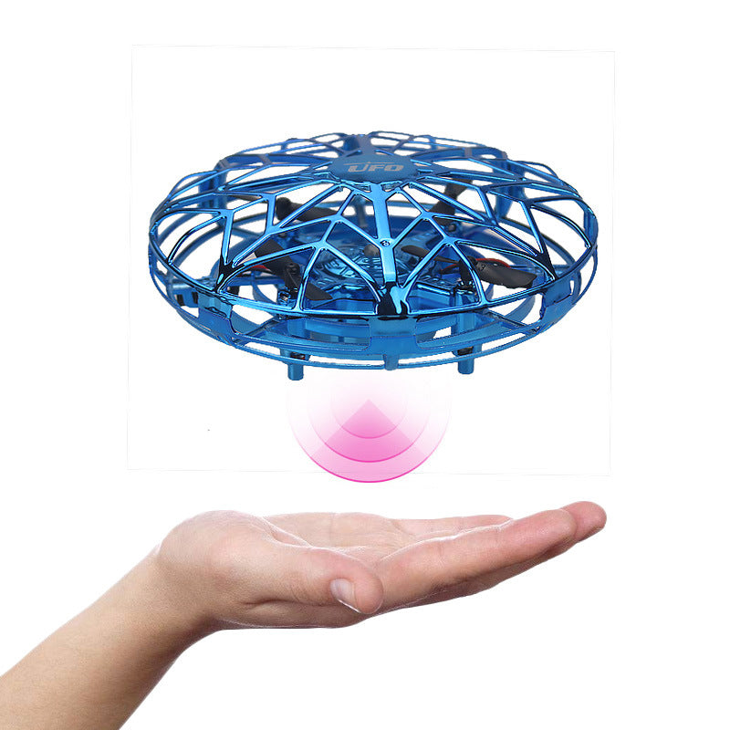 Hand-Controlled UFO Mini Drone with LED Lights & Obstacle Avoidance blue