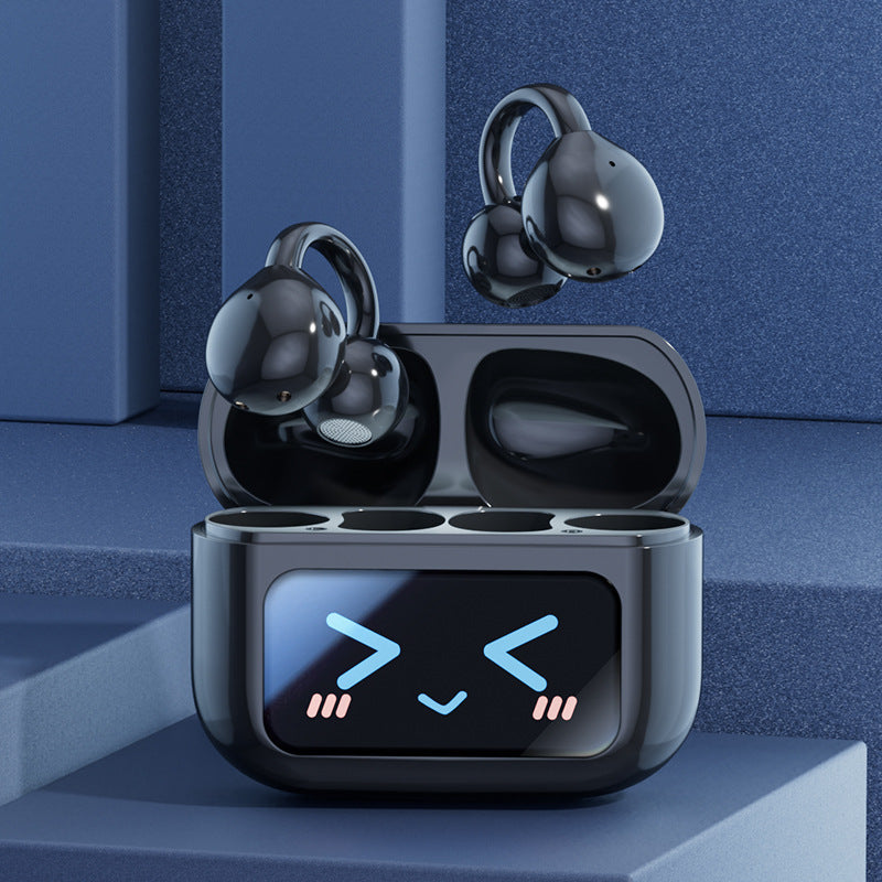 Smart TWS Earbuds with Full Touch Screen Case - Wireless 5.4, Open-Ear, Noise Reduction black