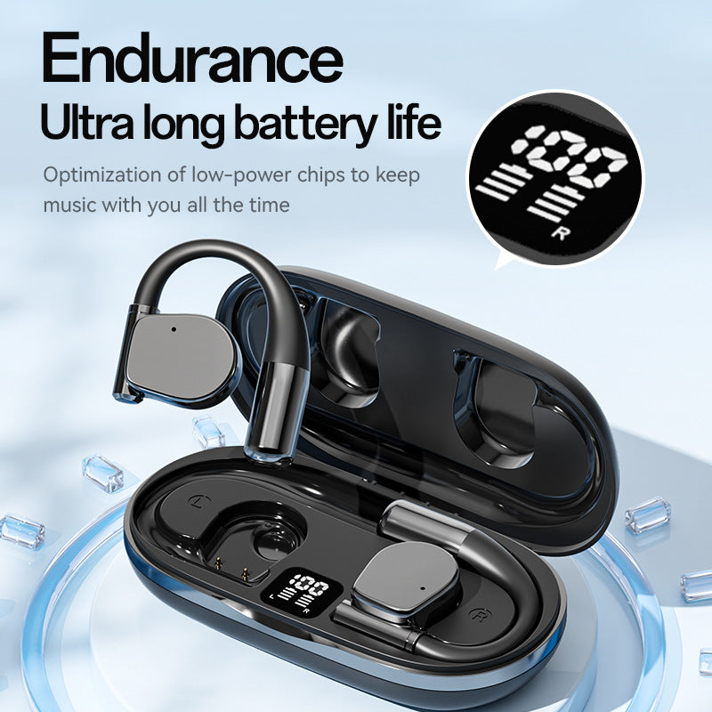 Open-Ear TWS Wireless Earbuds with HIFI Sound & LED Display - Dolby Surround black