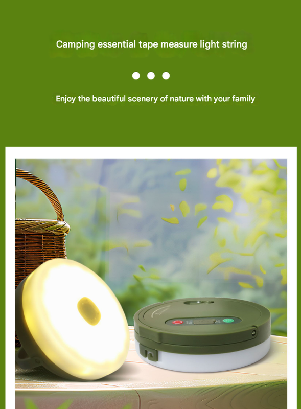 Rechargeable LED Camping Light with 10m Retractable String Light Warm White