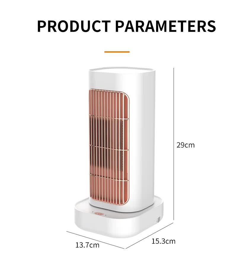 White Portable Electric Heater with Oscillation & Tip-Over Protection- 2 Heat Settings, Mini Tower