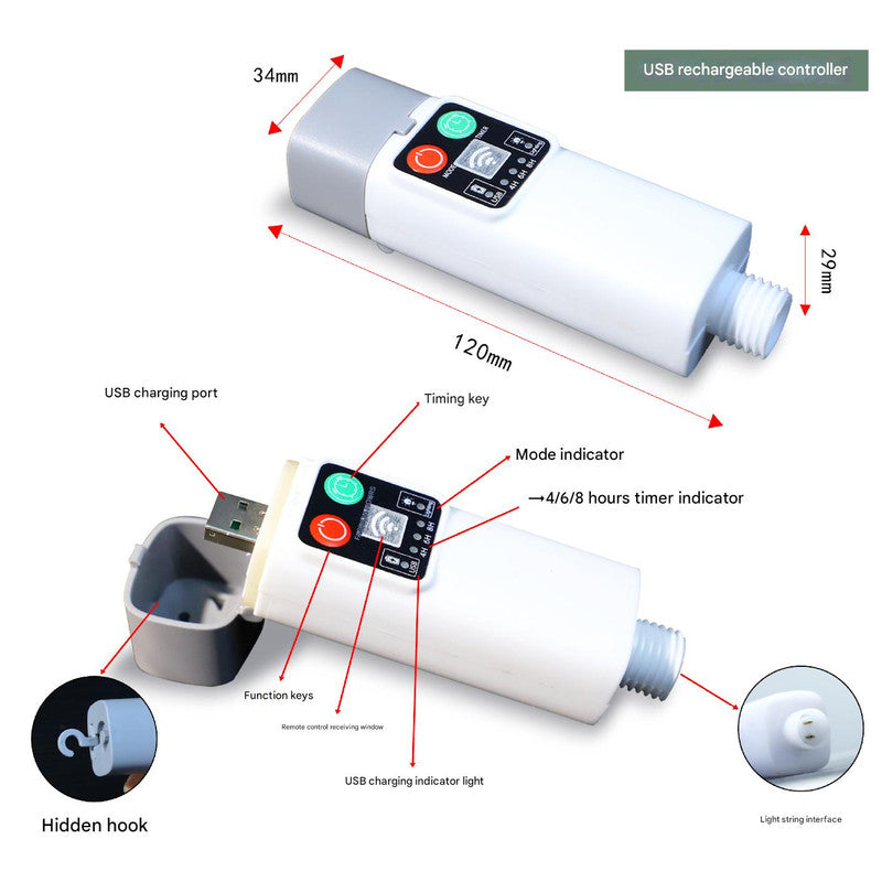 300 lights warm white at 30 meters Camping tent light kit - rechargeable power bank, spool light string, remote control
