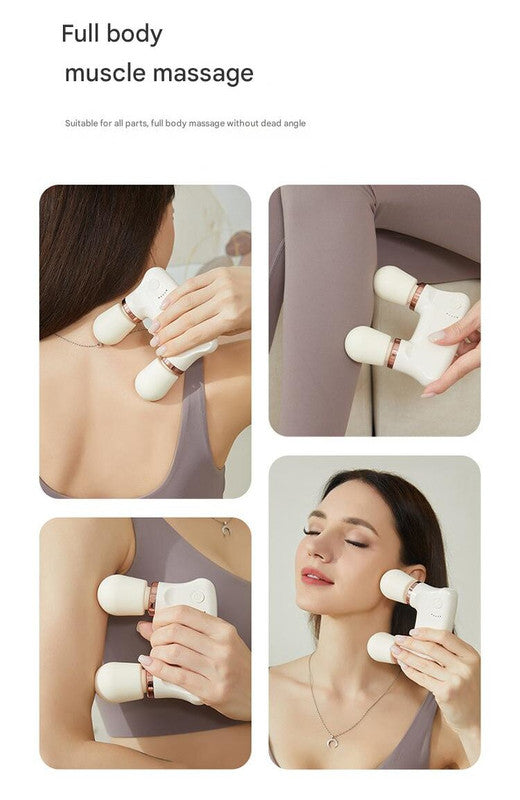 Light yellow Portable Dual Head Mini Massager - 5 Modes, Quiet Operation, USB-C Rechargeable