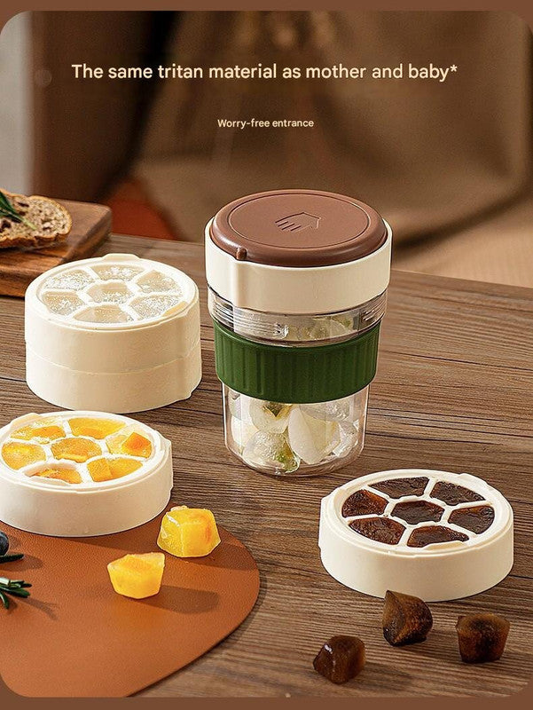 2-in-1 Ice Cube Maker Tumbler - Portable Cup with Integrated Silicone Ice Tray & Lid (1 cup + 3 ice tray)