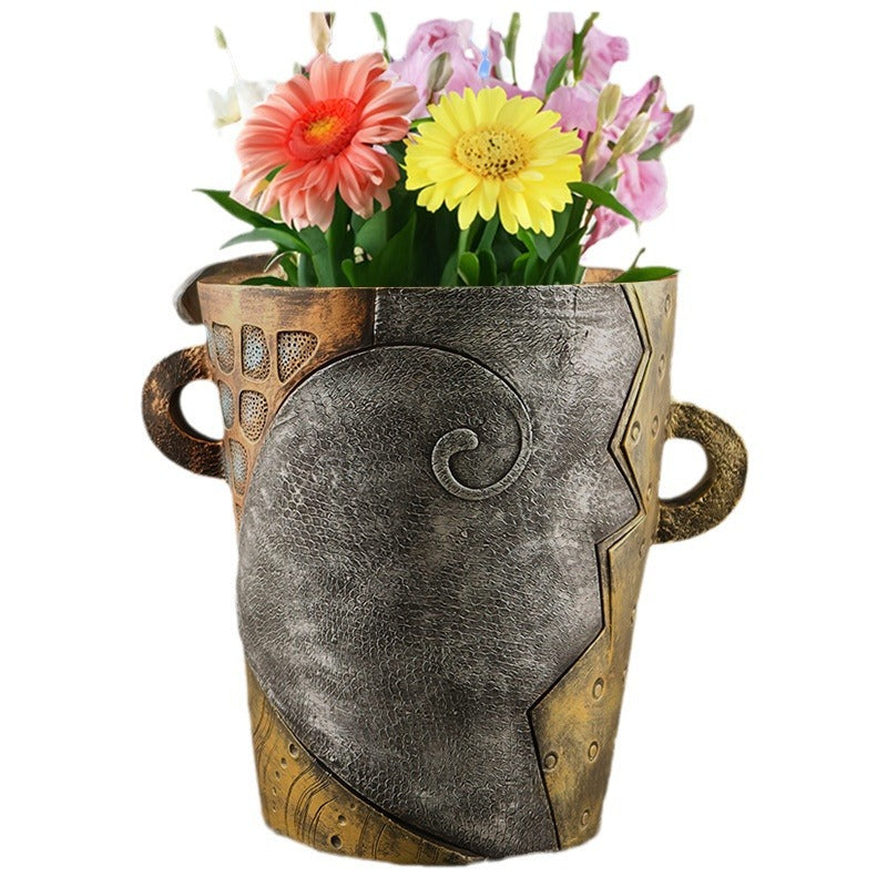 Abstract Face Planter Pot - Artistic Resin Decor for Succulents & Plants Antique Style - 18.5*18*15CM