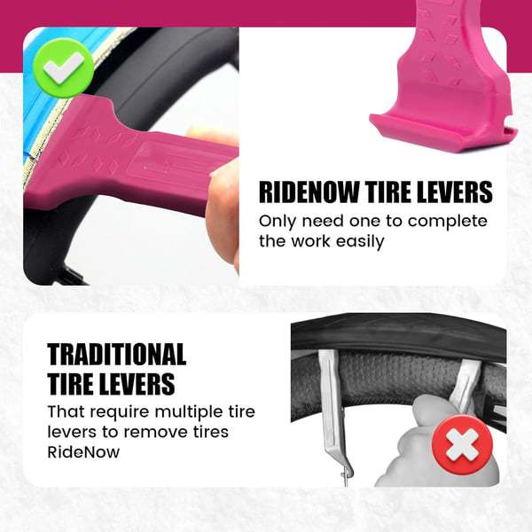 Pink+Black Easy-to-use bicycle tire levers - quick tire removal and installation tool